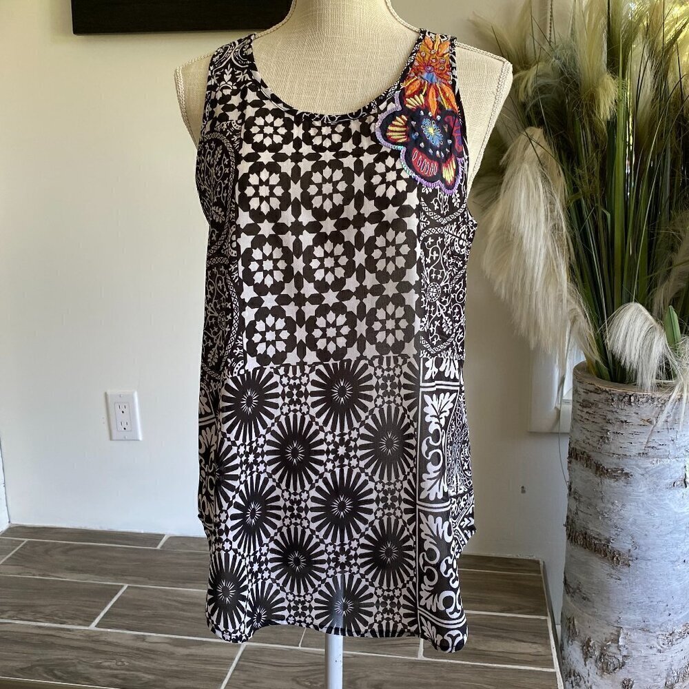 Desigual Sleeveless Dixit Geometric Lightweight Shirt M​​​​​​​​​​​